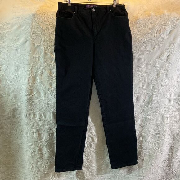 Gloria Vanderbilt Amanda Black Straight-Leg Pants Jeans Size 16 - Picture 11 of 12